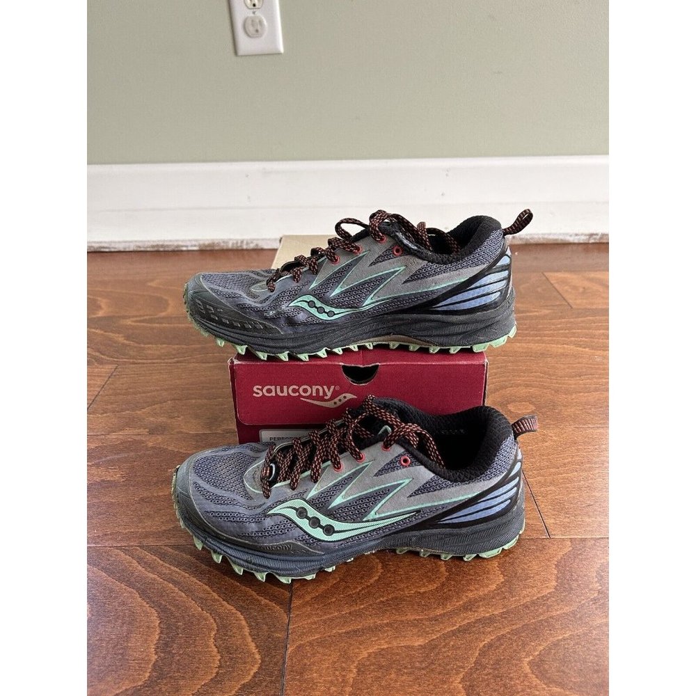 Saucony Black and Mint Athletic Shoes